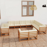 Set mobilier gradina cu perne, 12 piese, maro miere, lemn pin GartenMobel Dekor, vidaXL