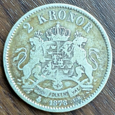 Moneda Suedia - 2 Kronor 1878 - Argint