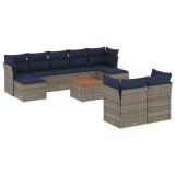 Cumpara ieftin Set canapele de gradina cu 10 piese si perne, gri, poliratan