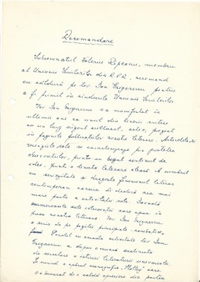 A3562N Valeriu R&amp;acirc;peanu, act scris și semnat olograf, 1962 foto