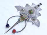 Argint MEDALION PECTORAL opulent KABYLE BERBER TRIBAL veche FIBULA exceptionala