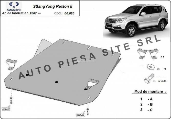 Scut metalic cutie viteze SsangYong Rexton fabricat incepand cu 2007 APS-00,020