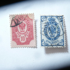 2 Timbre Finlanda 1901 , val. 10 si 20peni stampilate