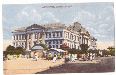 5254 - CRAIOVA, Market &amp;amp; Justice Palace - old postcard, Censor - used - 1918 foto