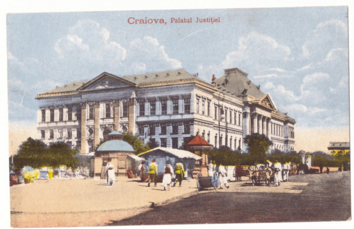 5254 - CRAIOVA, Market &amp; Justice Palace - old postcard, Censor - used - 1918
