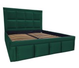 Pat tapitat Premium, 140/200 cm, verde imperial 227, cu somiera metalica rabatabila si spatiu de depozitare