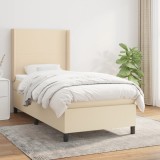 Cumpara ieftin Pat box spring cu saltea, crem, 90x190 cm, textil