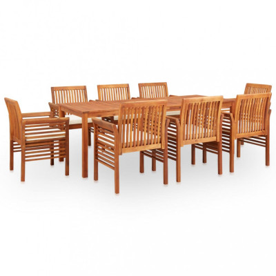 vidaXL Set mobilier de exterior cu perne 9 piese lemn masiv de acacia foto