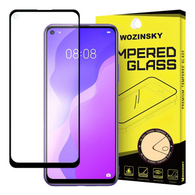 Folie Protectie Ecran WZK pentru Huawei P40 lite 5G, Sticla securizata, Full Face, Full Glue, Neagra foto