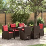 Set de Dining pentru Grădină - 7 Piese, Maro, din Rattan și Poliester