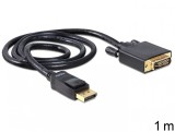 Cablu Displayport la DVI T-T ecranat Pasiv 1m Negru, Delock 82590