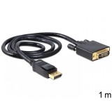 Cablu Displayport la DVI T-T ecranat Pasiv 1m Negru, Delock 82590