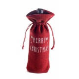 Husa de sticla vin din textil, Craciun 14x5x30 cm
