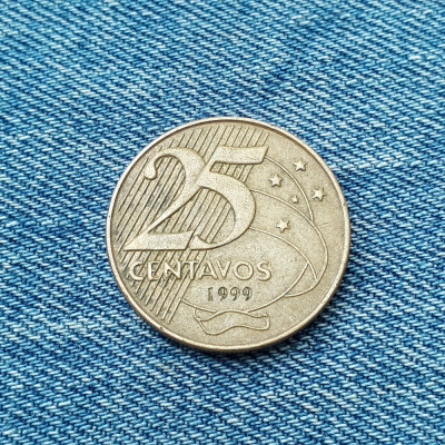 1b - 25 Centavos 1999 Brazilia foto