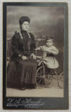 Mama si copil cu tricicleta// CDV L. A. Hirsch Ploesci, Ploiesti