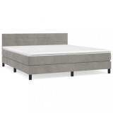 Cumpara ieftin Pat box spring cu saltea, gri deschis, 180x200 cm, catifea