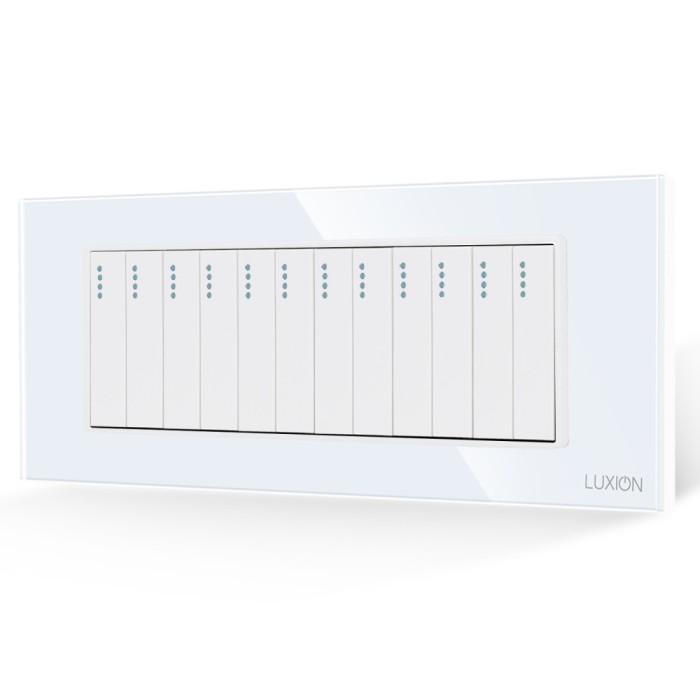 Intrerupator Mecanic 12 Posturi LUXION cu Rama din Sticla, Standard Italian, 6M SmartElectro IntelligentHouse