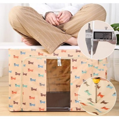 Cutie de Depozitare Pliabila, Flippy, 66 L, Panza Oxford, 50x40x33 cm, Fereastra Frontala, 2 Usi de Acces cu Fermoar Bidirectional, Cadru Metalic, Sup foto