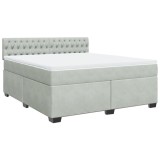 Cumpara ieftin Pat box spring cu saltea, gri deschis, 180x200 cm, catifea