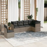 Cumpara ieftin Gossi set mobilier gradina cu perne, 6 piese, gri, poliratan
