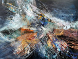 Pictura dimensiuni mari 200x150 cm despre copilarie visare zbor KLOSKA, Abstract, Acrilic