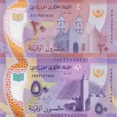 Bancnota Mauritania 20 si 50 Ouguiya 2017-20 - P22/27 UNC ( set x2 polimer )