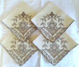 Set 4 Servete de masa Vintage din bumbac cu broderie manuala Madeira