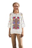 Bluza dama RA25 alb/galben , marimea 3XL, Casual, Bumbac