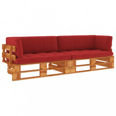 Canapea din paleti 2 locuri cu perne maro miere lemn pin tratat GartenMobel Dekor foto