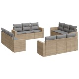 Cumpara ieftin Set canapele de gradina cu perne, 12 piese, bej, poliratan