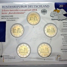GERMANIA 2014 - 5 x 2 euro comemorativ -Michaeliskirche -A,D,F,G,J -blister/BU