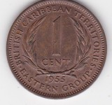 Moneda 1 cent 1955 British Caribbean Territories &ndash; Caraibe britanice, Elisabeta a II-a