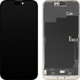 Display cu Touchscreen MP compatibil cu Apple iPhone 15 Pro Max, cu Rama, Versiune Soft OLED 120Hz FHD Diagnostic, Negru