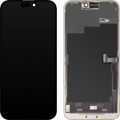 Display cu Touchscreen MP compatibil cu Apple iPhone 15 Pro Max, cu Rama, Versiune Soft OLED 120Hz FHD Diagnostic, Negru foto