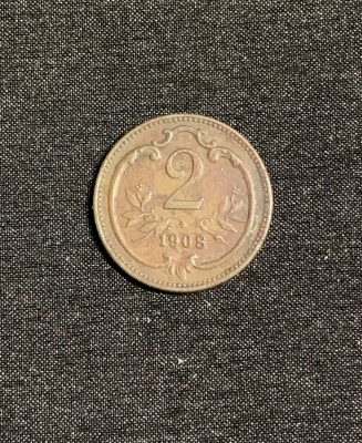 Moneda 2 heller 1908 Austria foto