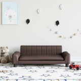 Canapea copii vidaXL maro, 90x53x30 cm, piele ecologica, 3-6 ani, mini-canapea confortabila, cadru lemn pin, design modern