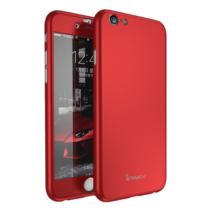 Husa IPAKY Glamour - Full Protection 360 - Iphone 6 / 6S (Red) cu Folie Protectie Ecran