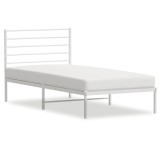 Cumpara ieftin Cadru pat metalic cu tablie, alb, 90x200 cm
