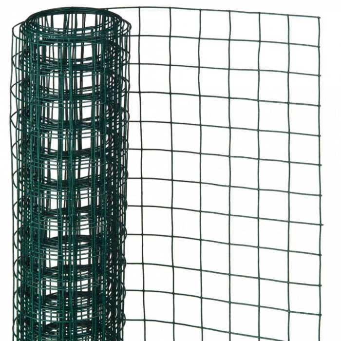 Nature Plasă din s&acirc;rmă, verde, 1 x 5 m, oțel cu plastic,13 mm, pătrat