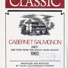 Etichete de vin - Classic - Cabernet Sauvignon - 1982 - Valea Calugaresca