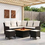 vidaXL Seturi de mobilier cu pernă 6 pcs Negru și Crem Ratan PE 3422182