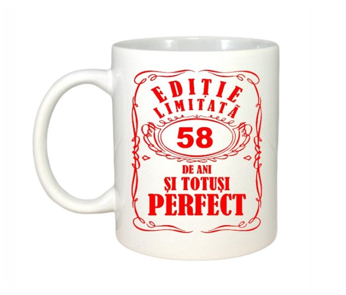 Cana alba personalizata, Editie Limitata 58 ani, INOVATIX&reg;. 330ml