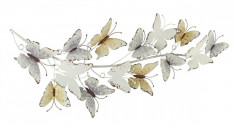 Decoratiune din metal alb vintage pentru perete Mariposa 30 cm x 6 cm x 81h Elegant DecoLux foto