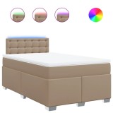 Cumpara ieftin Pat box spring cu saltea, cappuccino, 120x190cm piele ecologica