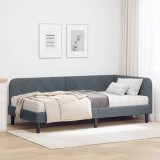 Cumpara ieftin Cadru de pat coltar Gri inchis 90 x 200 cm Catifea