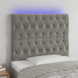 VidaXL Tăblie de pat cu LED, gri deschis, 100x7x118/128 cm, catifea