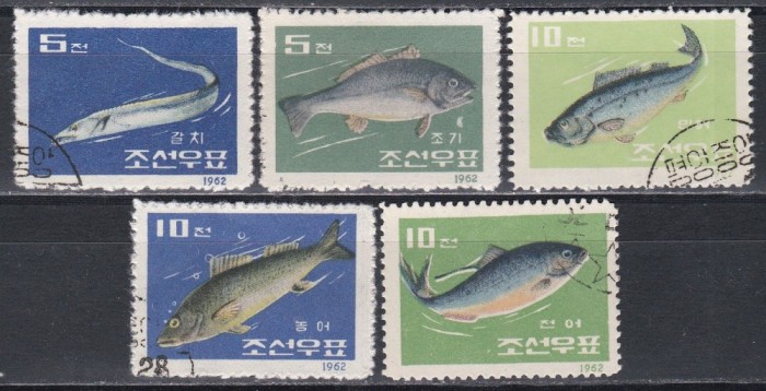 Coreea de Nord 1962 - Pești marini, Stampilat