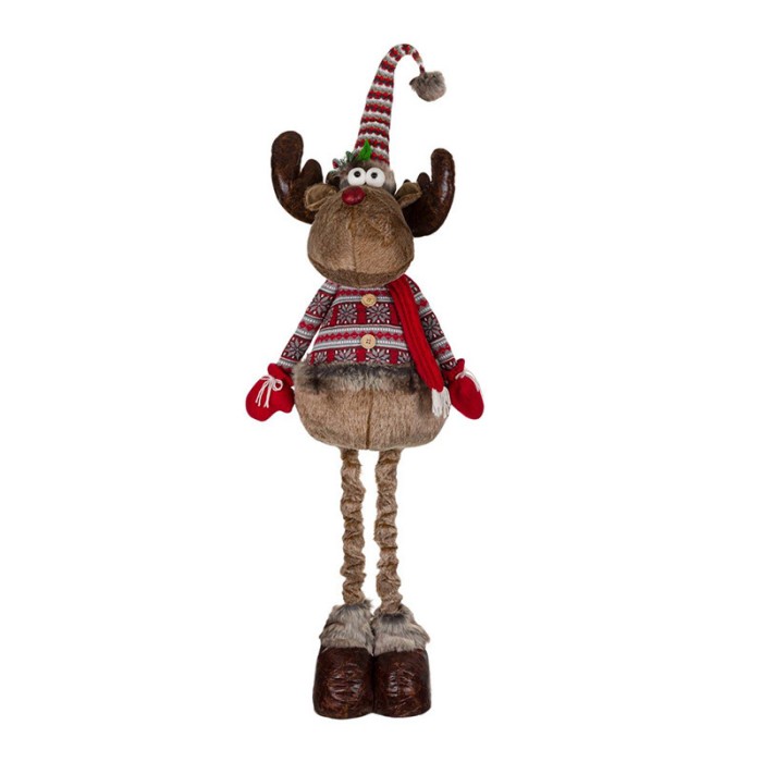 Ren decorativ de Craciun, 60 cm, salopeta fulg de nea