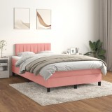 VidaXL Pat box spring cu saltea, roz, 120x200 cm, catifea 3141418