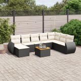 Cumpara ieftin Set mobilier de grădină cu perne, 9 piese, negru, poliratan